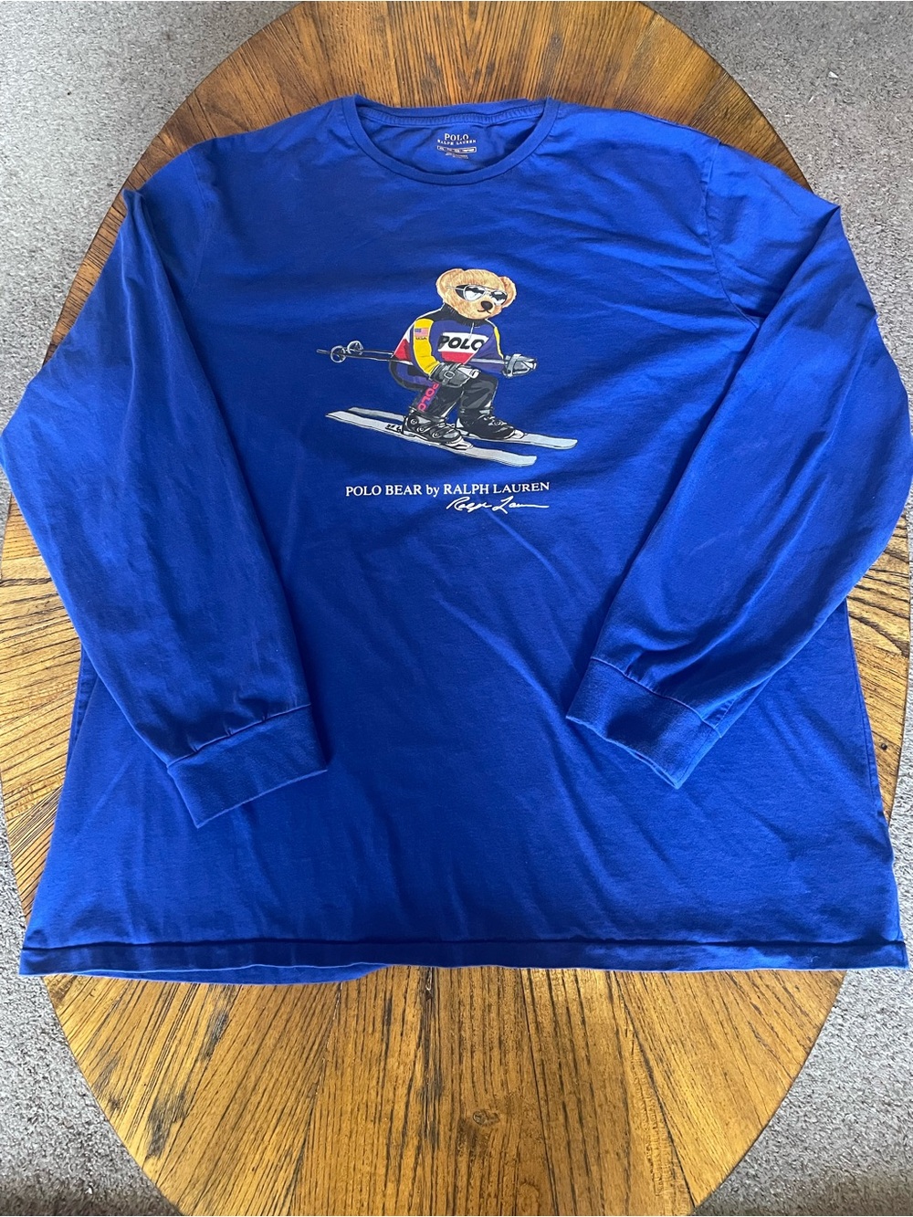 Polo by Ralph Lauren Blue Long-Sleeve Ski Bear Graphic Tee